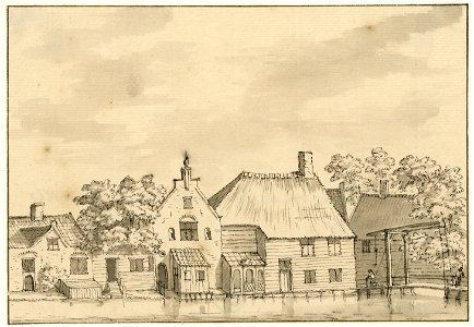 HUA-200315-Gezicht vanaf de Voordijk op enkele huizen aan de overzijde van de rivier het Gein in het dorp Abcoude met rechts een ophaalbrug