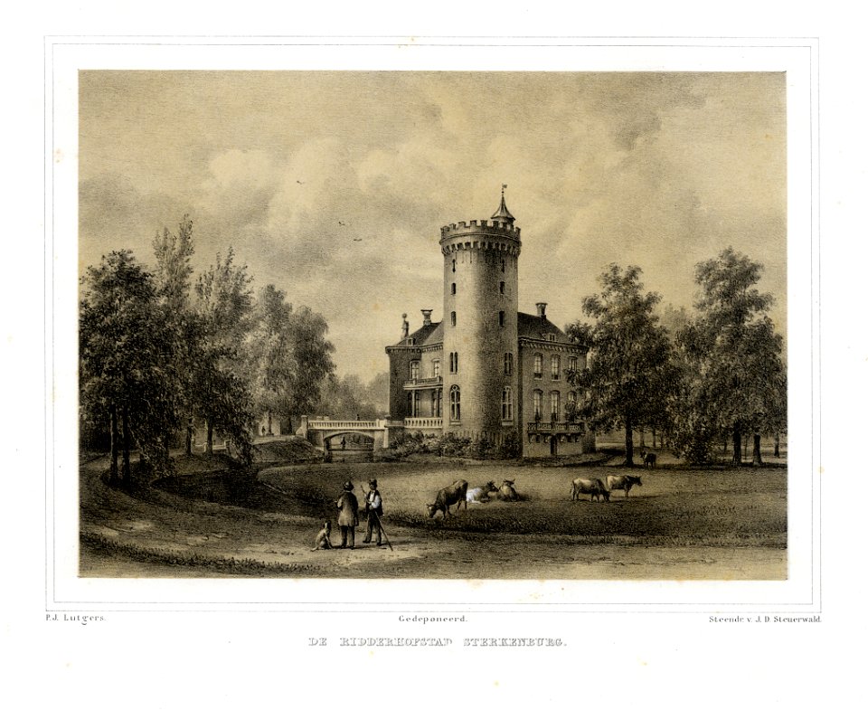 HUA-135922-Gezicht op het kasteel Sterkenburg te Driebergen uit het oosten met links de brug naar het voorterreinNB De gemeenten Driebergen en Rijsenburg zijn pe
