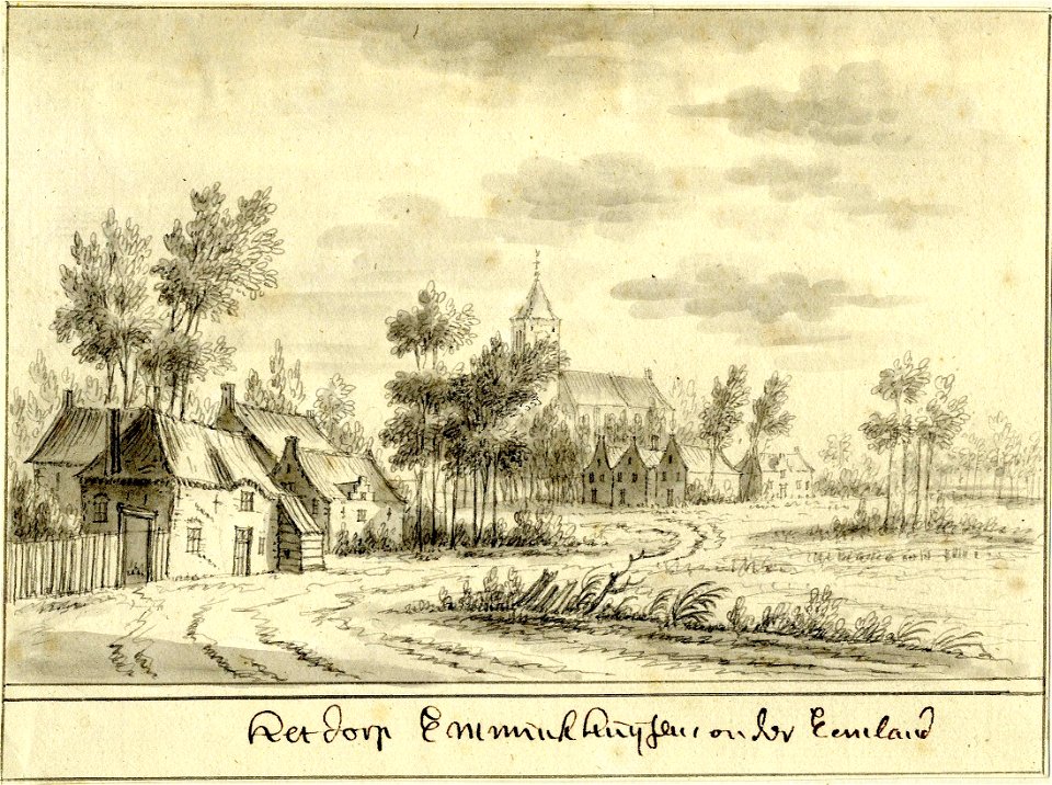 HUA-200808-Gezicht op de buurtschap Emminkhuizen bij Renswoude met links enkele huizen