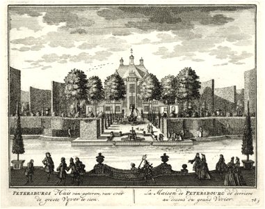 HUA-135767-Gezicht op de buitenplaats Petersburg bij Nigtevecht de grote vijver en de tuin achter het huis