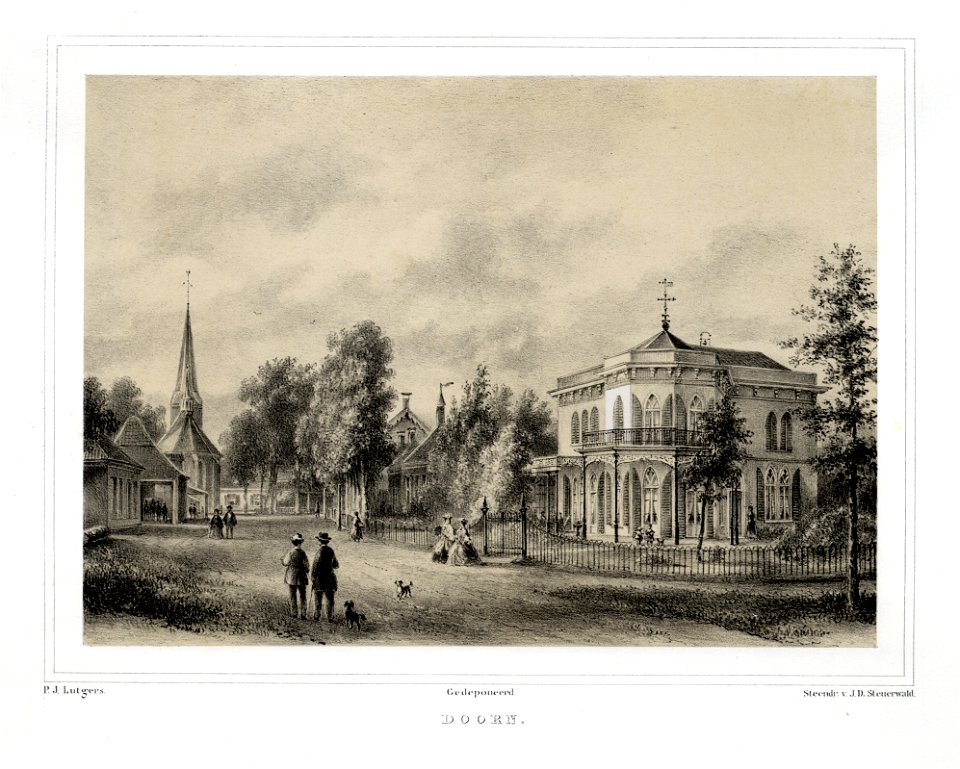 HUA-135902-Gezicht in de Dorpsstraat te Doorn met rechts het huis Benvenuta Dorpsstraat 73 uit het oostenNB De naam Benvenuta is later gewijzigd in Doornhoek