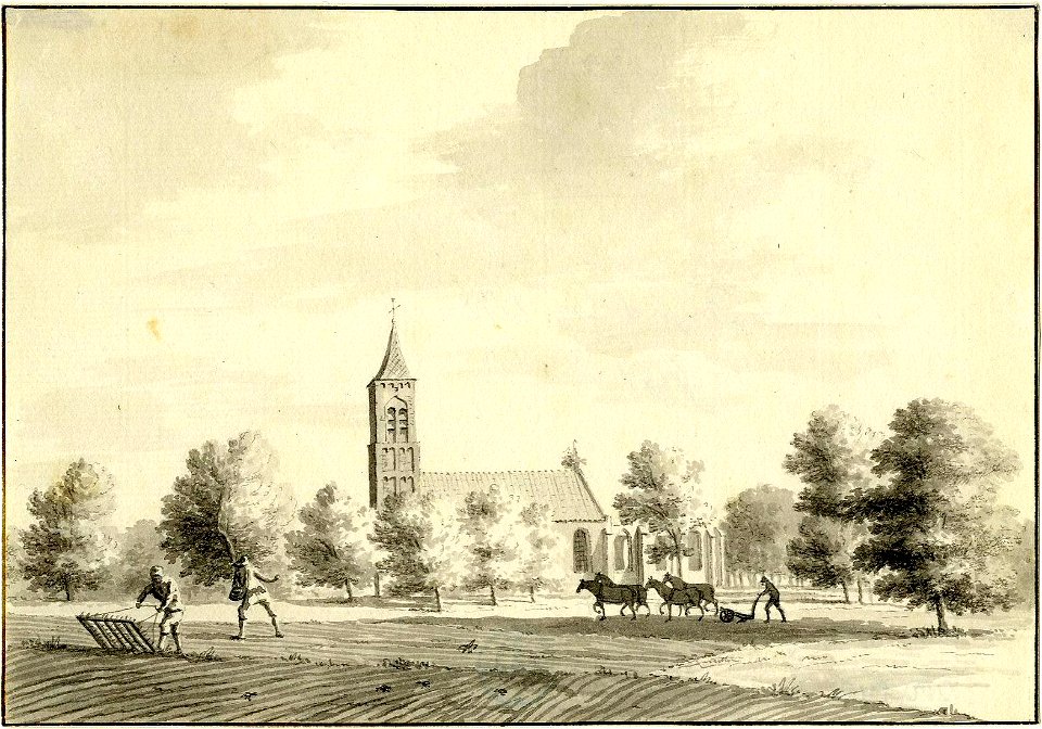 HUA-200542-Gezicht in het dorp t Goy met de Nederlands Hervormde kerk