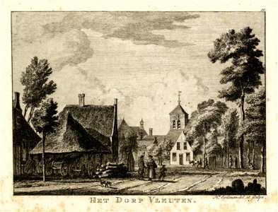 HUA-200865-Gezicht in het dorp Vleuten met op de achtergrond de toren van de Nederlands Hervormde kerk