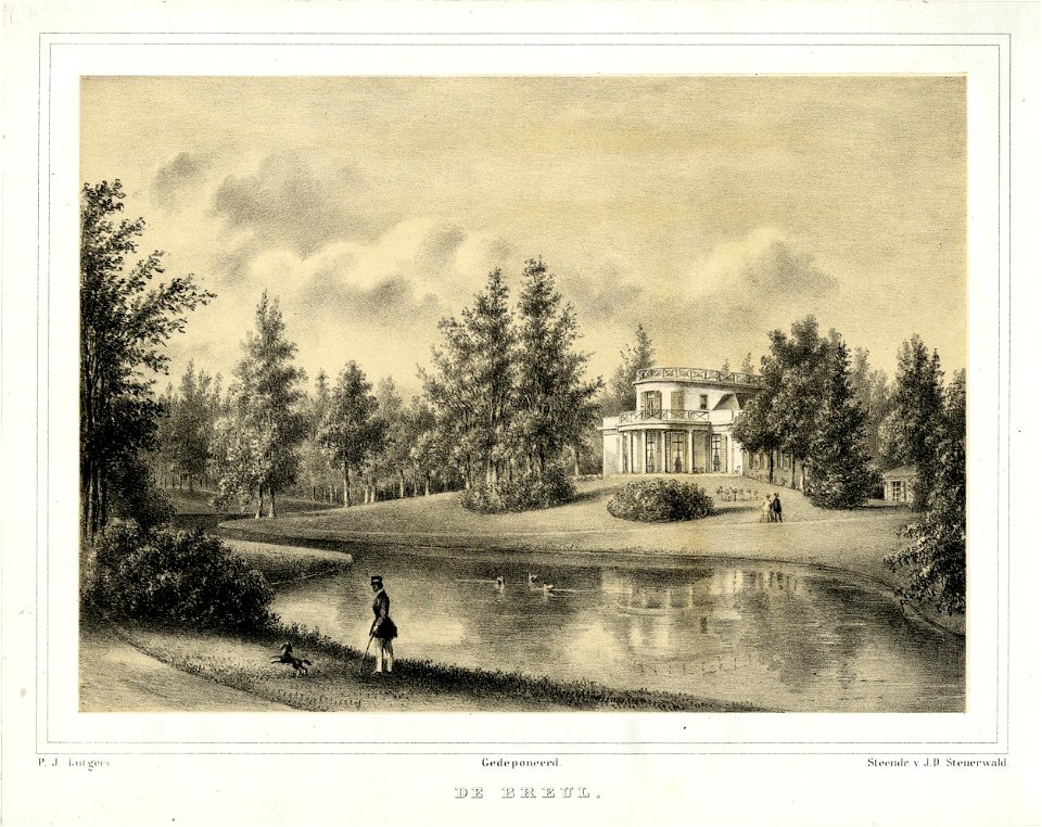 HUA-201168-Gezicht op het huis De Breul met het omringende landschapspark aan de Driebergseweg te Zeist