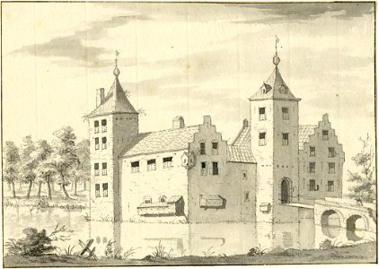 HUA-201068-Gezicht op het kasteel Amerongen te Amerongen met op rechts de brug naar de voorburcht