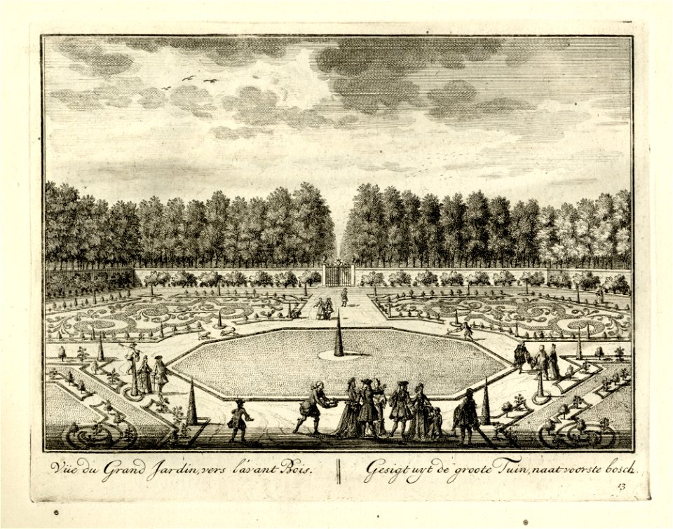 HUA-136032-Gezicht in de siertuin aan de achterzijde van het kasteel Zuilenstein bij Amerongen uit het zuidwesten