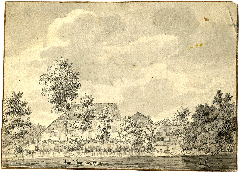 HUA-201246-Gezicht over de Jutfasewetering bij Jutphaas op de boerderij Everstein op een omgracht eiland aan de NedereindsewegNB De gemeenten Jutphaas en Vreeswi
