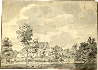 HUA-201246-Gezicht over de Jutfasewetering bij Jutphaas op de boerderij Everstein op een omgracht eiland aan de NedereindsewegNB De gemeenten Jutphaas en Vreeswi