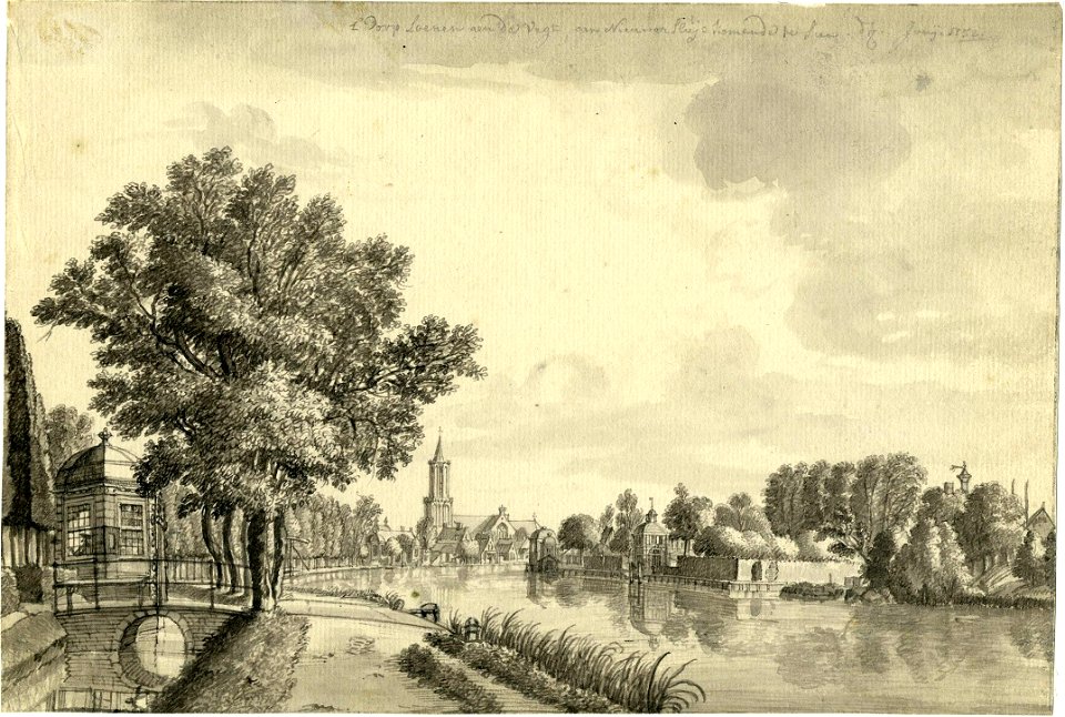 HUA-200651-Gezicht op de Vecht in de richting van Loenen met vanuit het zuiden met links de theeekoepel van Nieuwerhoek en rechts de koepels van Bijdorp Vegtlust