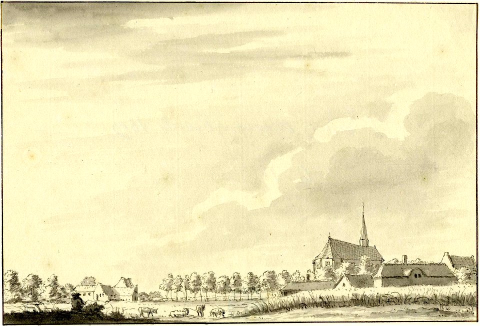 HUA-200799-Gezicht op het dorp Overlangbroek met de Nederlands Hervormde kerk