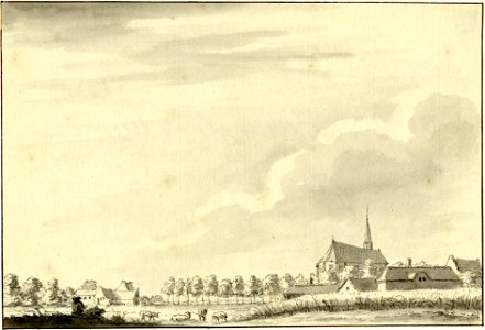 HUA-200799-Gezicht op het dorp Overlangbroek met de Nederlands Hervormde kerk