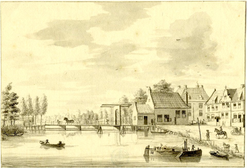 HUA-200772-Gezicht op de Vecht te Nieuwersluis uit het noordoosten met de tolbrug over de Vecht