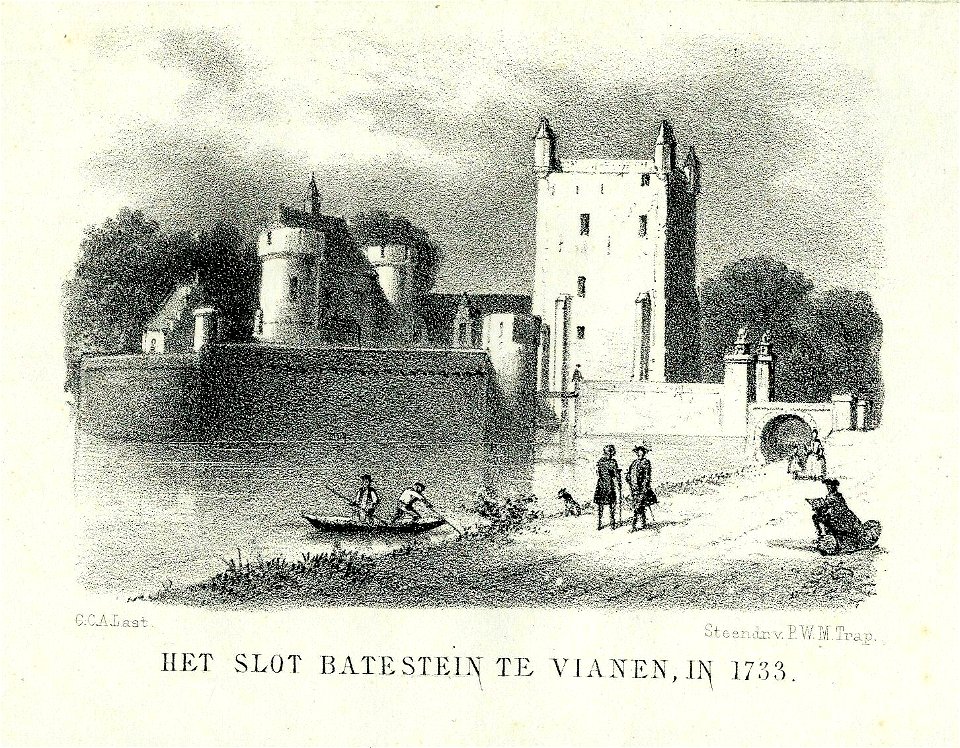 HUA-200918-Gezicht op het kasteel Batestein te Vianen met de toren St Pol zonder dak
