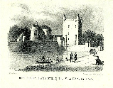 HUA-200918-Gezicht op het kasteel Batestein te Vianen met de toren St Pol zonder dak
