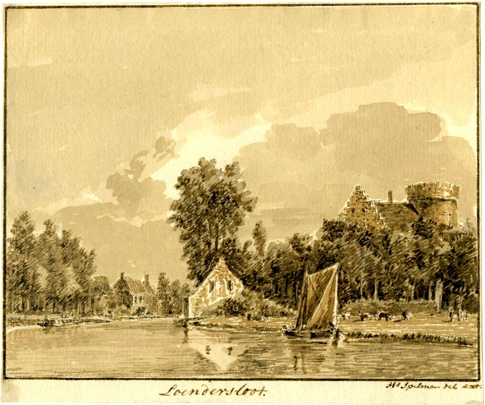 HUA-200669-Gezicht op de Angstel bij het dorp Loenersloot met rechts achter de bomen het kasteel Loenersloot
