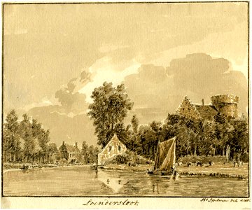 HUA-200669-Gezicht op de Angstel bij het dorp Loenersloot met rechts achter de bomen het kasteel Loenersloot