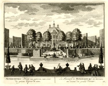 HUA-135663-Gezicht op de buitenplaats Petersburg bij Nigtevecht de grote vijver en de tuin achter het huis