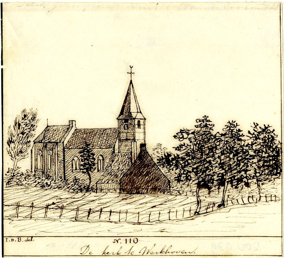 HUA-200939-Gezicht op de Nederlands Hervormde kerk van Werkhoven uit het noordwesten