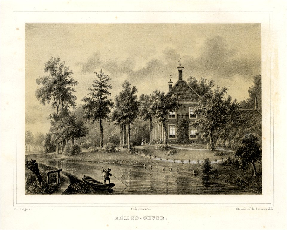 HUA-135927-Gezicht over de Kromme Rijn op de zijgevel van het huis Rijnsoever bij Bunnik