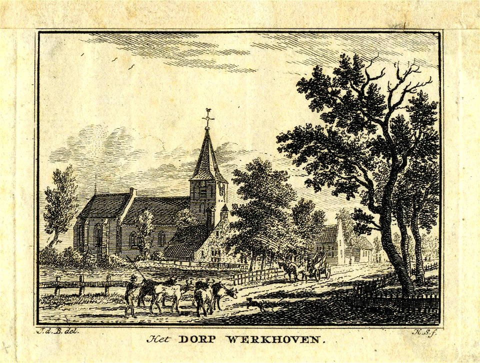 HUA-200938-Gezicht op Werkhoven met de Nederlands Hervormde kerk uit het noordwesten
