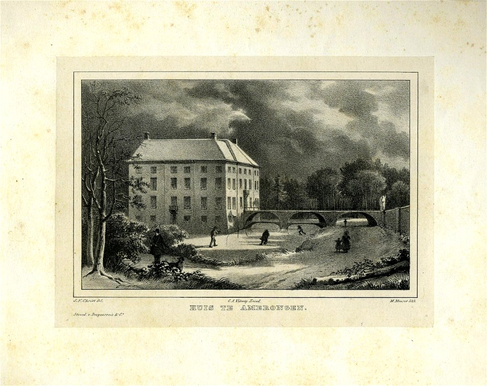 HUA-201072-Gezicht op het kasteel Amerongen te Amerongen in de winter uit het zuidoosten