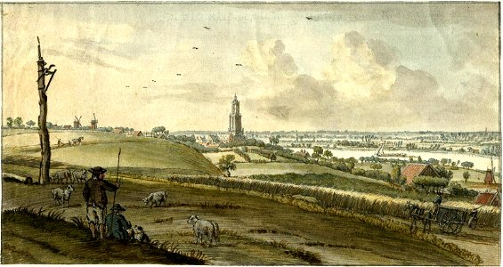 HUA-200121-Gezicht op de Rijn met Rhenen en omgeving uit het noordwesten