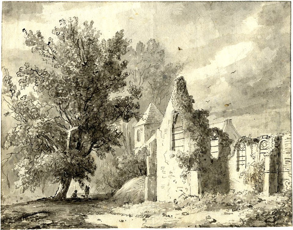 HUA-201327-Gezicht op de ruïne van de kapel van het kasteel De Haar bij HaarzuilensNB De gemeente Haarzuilens is per 1 januari 1954 opgenomen in de gemeente Vleu