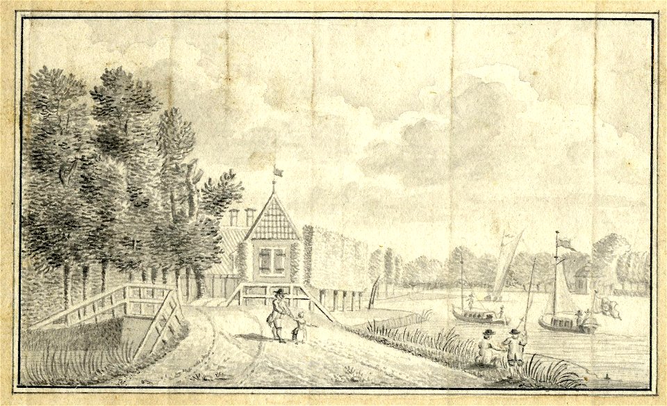HUA-200726-Gezicht op de Vecht met het rechthuis van Maarsseveen uit het noorden