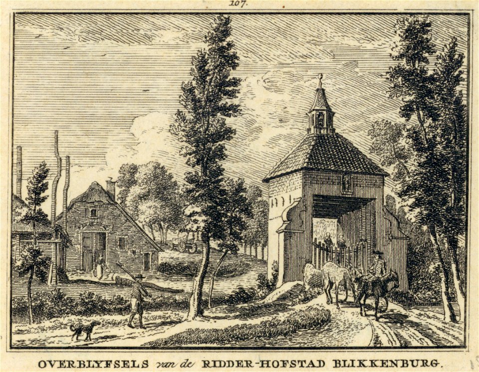 HUA-201120-Gezicht op het poortgebouw van het kasteel Blikkenburg bij Zeist met de achtergelegen boerderij