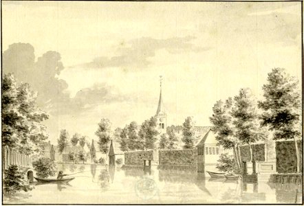 HUA-200447-Gezicht over de Vecht op het dorp Breukelen met de Nederlands Hervormde kerk vanuit het noorden