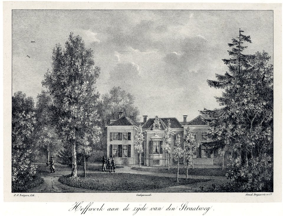 HUA-201447-Gezicht op de achtergevel van het huis Hoffwerk bij Breukelen met een gedeelte van de tuin