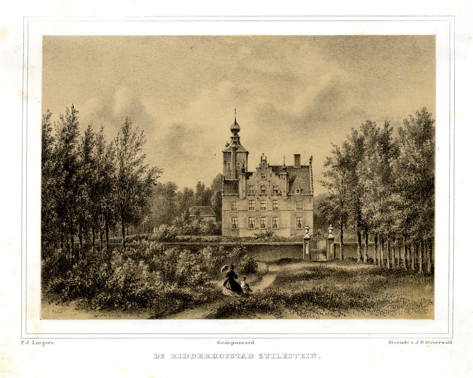 HUA-135911-Gezicht op de achtergevel van het kasteel Zuilenstein bij Amerongen uit het noordoosten