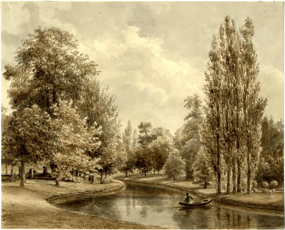 HUA-201468-Gezicht op de vijver in het park van de buitenplaats Kersbergen bij Zeist