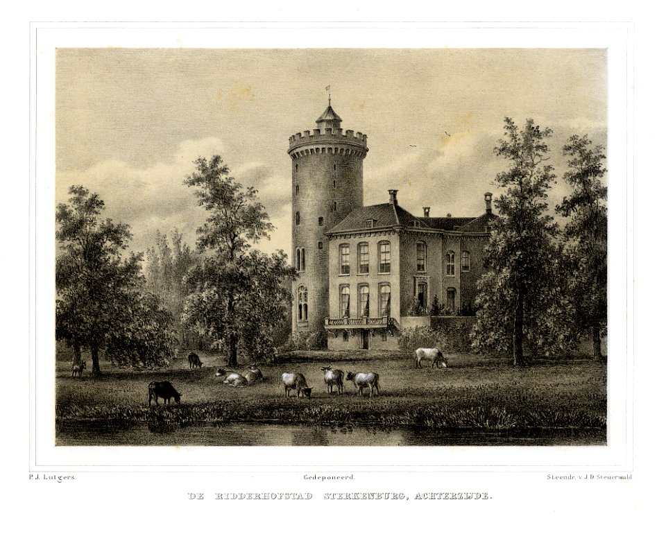 HUA-135923-Gezicht op het kasteel Sterkenburg te Driebergen uit het oosten met links de brug naar het voorterreinNB De gemeenten Driebergen en Rijsenburg zijn pe