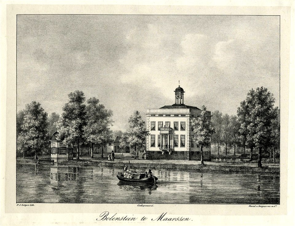 HUA-201162-Gezicht over de Vecht op de voor en de zijgevel van het huis Bolenstein te Maarssen