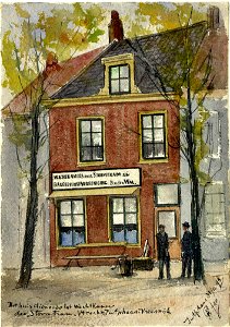 HUA-200592-Gezicht op de voorgevel van de herberg te Jutphaas die dienst deed als wachtkamer van de stoomtram Utrecht Jutphaas Vreeswijk