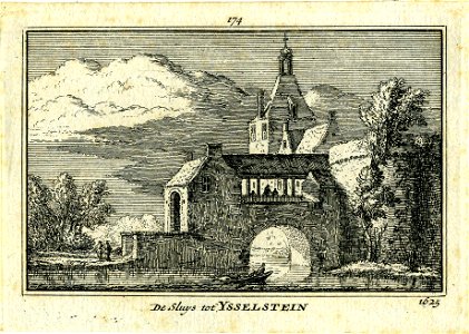 HUA-200275-Gezicht op de overdekte sluis te IJsselstein met op de achtergrond de IJsselpoort uit het noorden