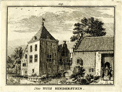 HUA-201452-Gezicht op het huis Hinderstein te Nederlangbroek met op de voorgrond het poortgebouwDit kasteel heeft tegenwoordig het adres Langbroekerdijk A 115 te