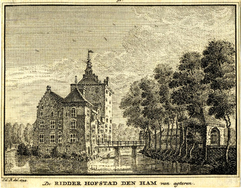 HUA-201358-Gezicht op het kasteel Den Ham bij Vleuten uit het noordoostenNB De gemeente Vleuten is per 1 januari 1954 opgenomen in de gemeente Vleuten De Meern d