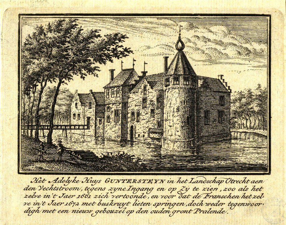 HUA-201278-Gezicht op het omgrachte kasteel Gunterstein bij Breukelen