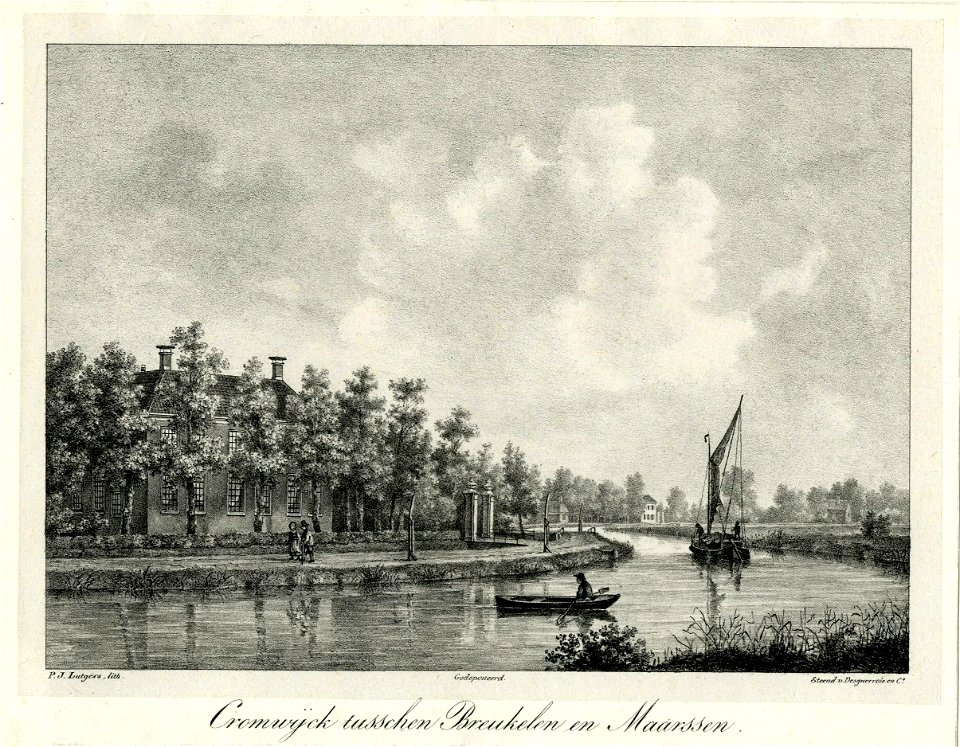 HUA-201491-Gezicht over de Vecht op de zij en voorgevel van het huis Cromwijck te Nieuw MaarsseveenNB Nieuw Maarsseveen is per 1 juli 1949 bij de gemeente Maarss
