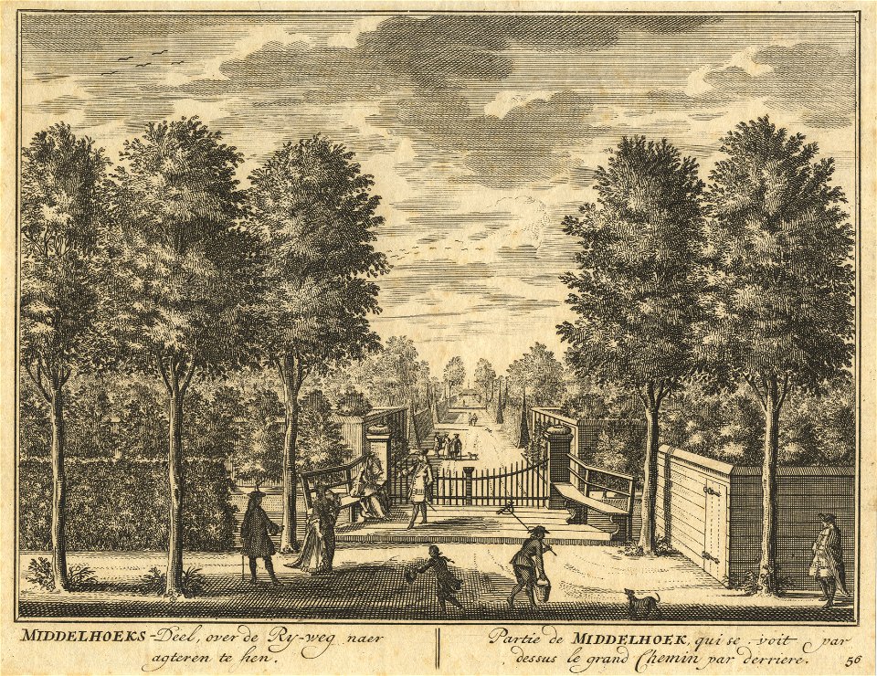 HUA-201582-Gezicht vanaf de Vecht bij Loenen op de overtuin van de buitenplaats Middenhoek