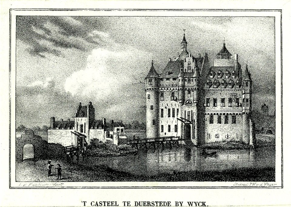 HUA-200197-Gezicht op de voorgevel van het kasteel Duurstede te Wijk bij Duurstede met links het poortgebouw