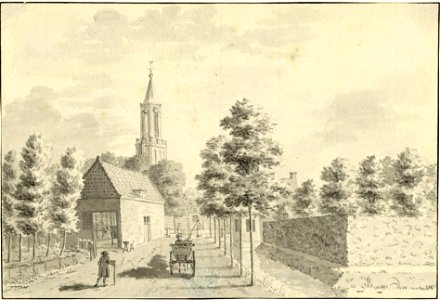 HUA-200658-Gezicht op de Slootdijk te Loenen uit het noodwesten met op de achtergrond te toren van de Nederlands Hervormde kerkNB de naam Slootdijk is later gewi