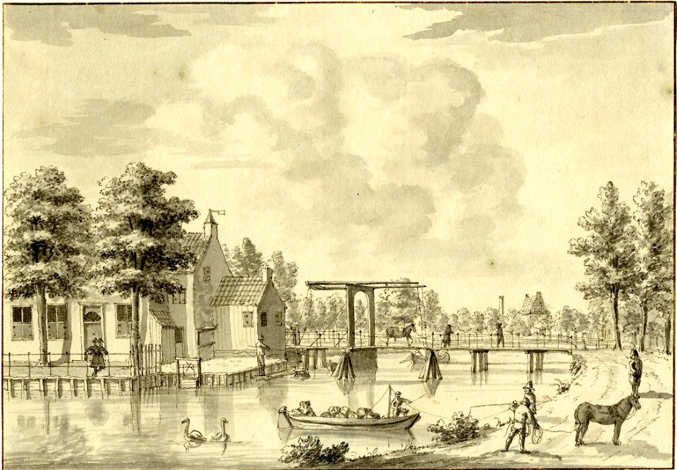 HUA-200773-Gezicht op de Vecht met de tolbrug te Nieuwersluis uit het zuidwesten