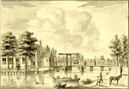 HUA-200773-Gezicht op de Vecht met de tolbrug te Nieuwersluis uit het zuidwesten