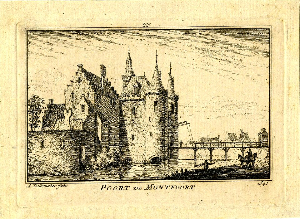 HUA-200223-Gezicht op de voorburcht van het kasteel te Montfoort vanaf de landzijde uit het zuidwesten
