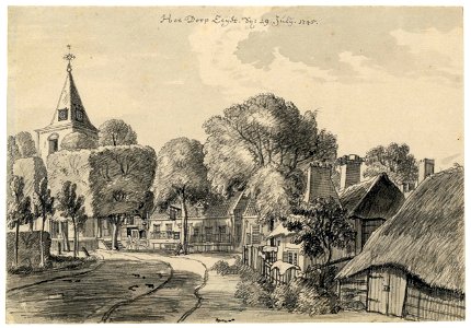 HUA-200983-Gezicht in het dorp Zeist met linksachter de toren van de Nederlands Hervormde kerk