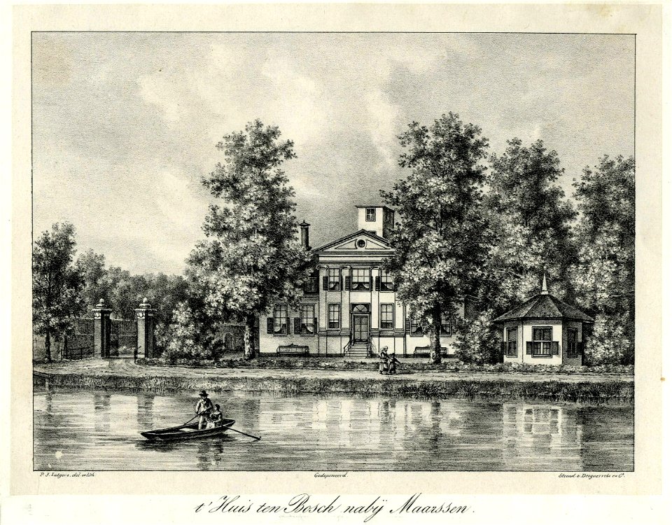HUA-201163-Gezicht over de Vecht op de voorgevel van het huis Huis ten Bosch te Maarssen