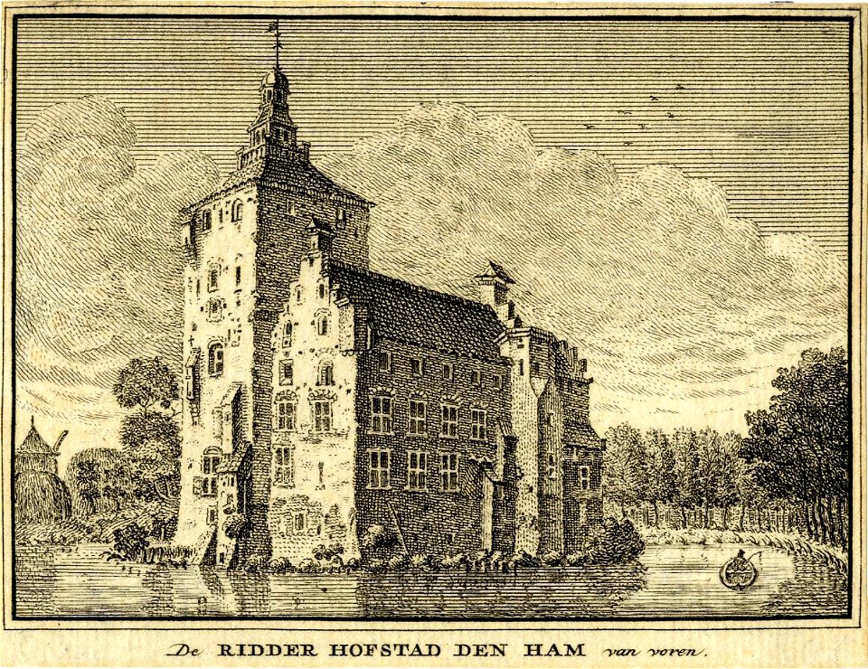 HUA-201357-Gezicht op het kasteel Den Ham bij Vleuten uit het zuidwestenNB De gemeente Vleuten is per 1 januari 1954 opgenomen in de gemeente Vleuten De Meern de